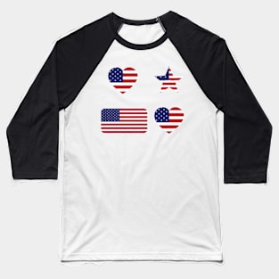 American Flag Pastel Chalk Art Stickers Baseball T-Shirt